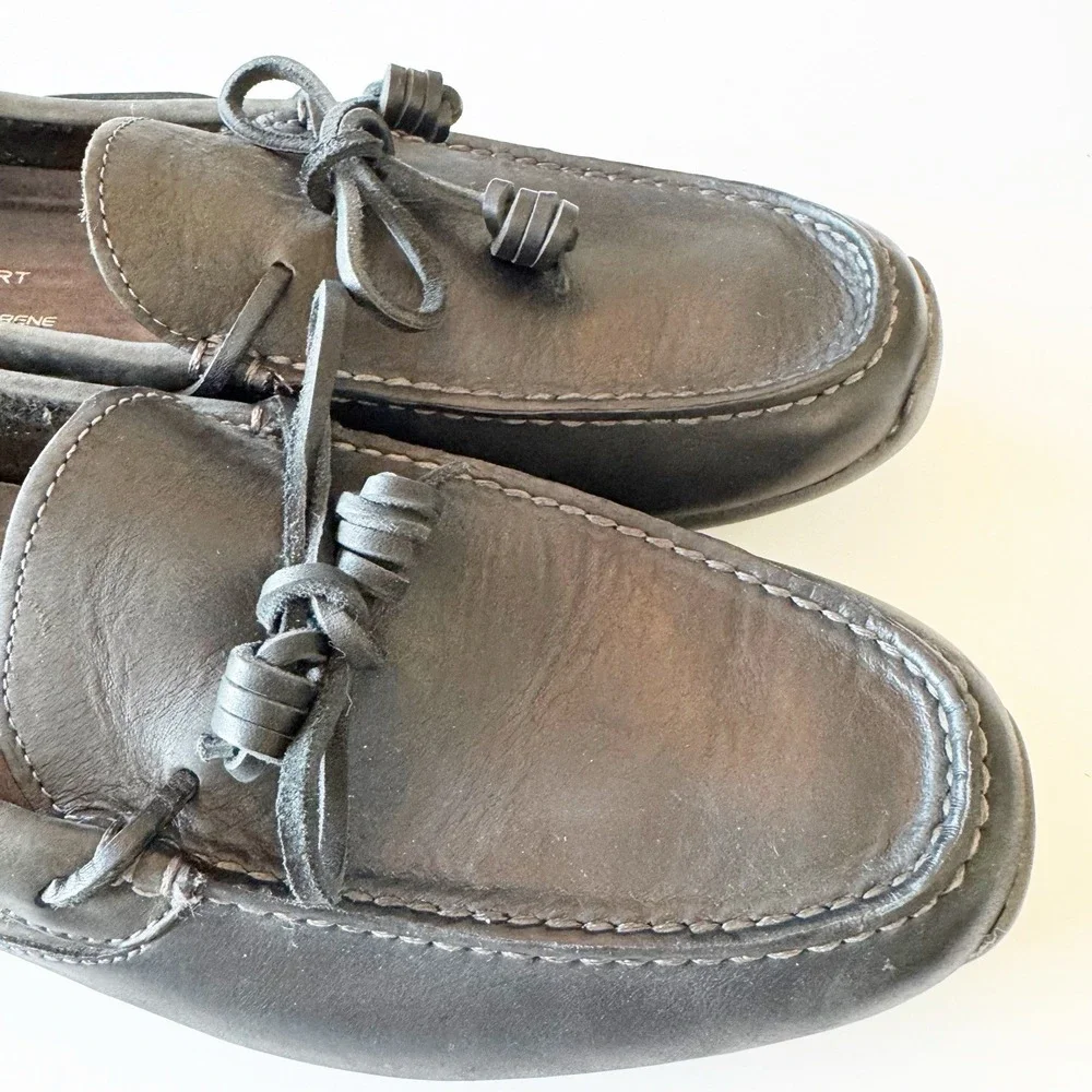 Rockport Men's Black Drivesports Lite One Eye Leather Loafer Size 10 Adiprene